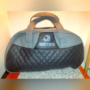 Gray and Black Duffle Bag. Resteck. Size: 14" Long X 8" High X 6" Wide. NEW.